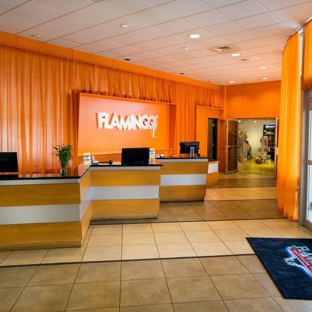 Interior of the reception area at Flamingo Waterpark Hotel
