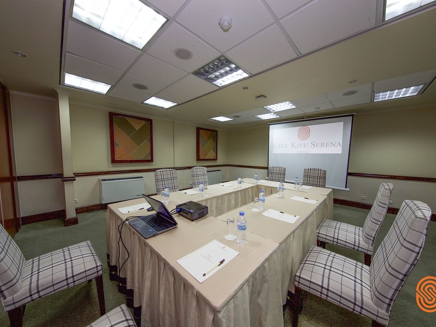 A Table setup in the Ball room at  Lake kivu Serena  Hotel