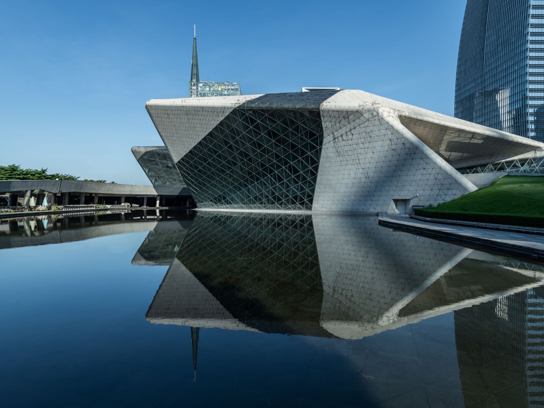 Exterior view of Guangzhou Opera House near White Swan Hotel