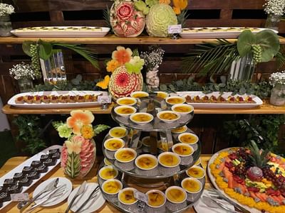 Tropical buffet table set-up at The Morgan Resort Spa Village