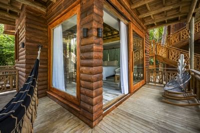 Wooden balcony space in the Master Suite Room at Hotel Isla Del Encanto