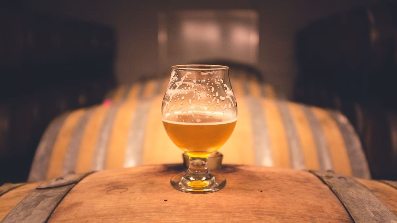 Draft beer on barrel