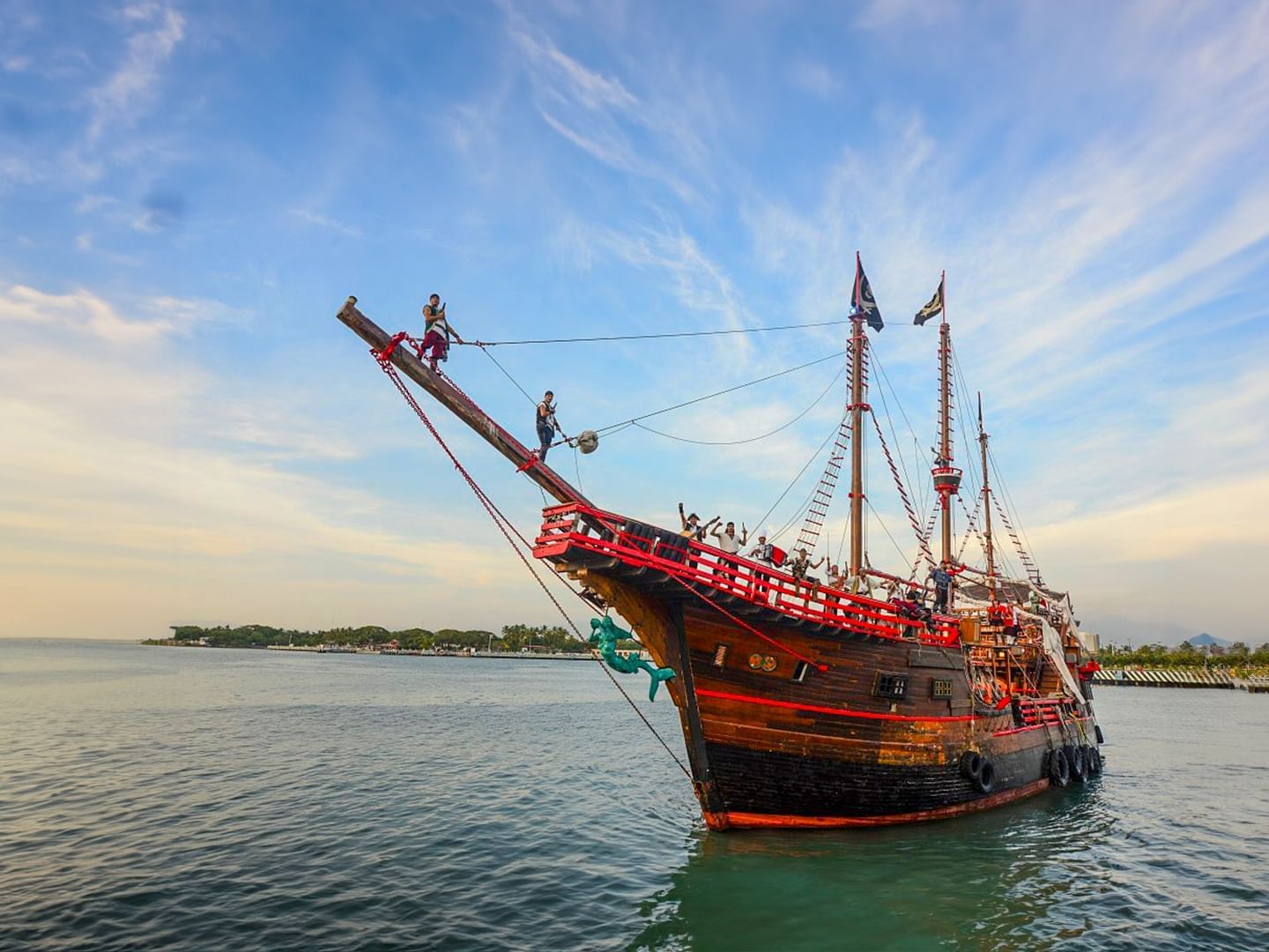Pirate Ship sailing on calm waters near Plaza Pelicanos Club Beach Resort