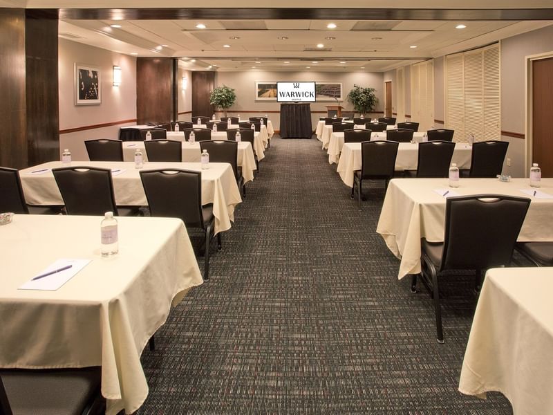 Classroom set up in Sasquatch event room at Warwick Seattle