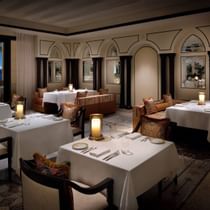 Candle light dining area in Enigma at Palazzo Versace Dubai