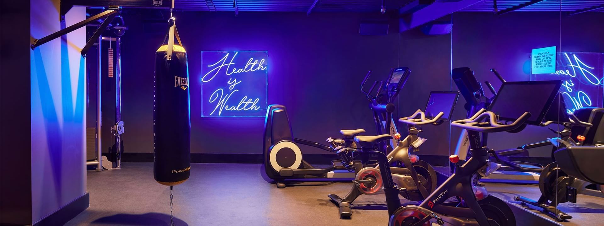 Interior of the fitness center at Gansevoort Meatpacking NYC