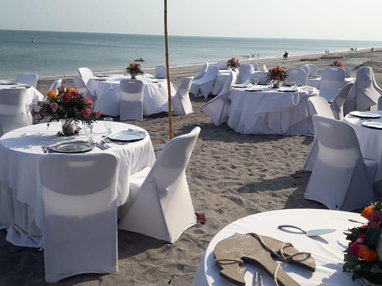 Banquet tables in The Fisherman at Playa Blanca Beach Resort