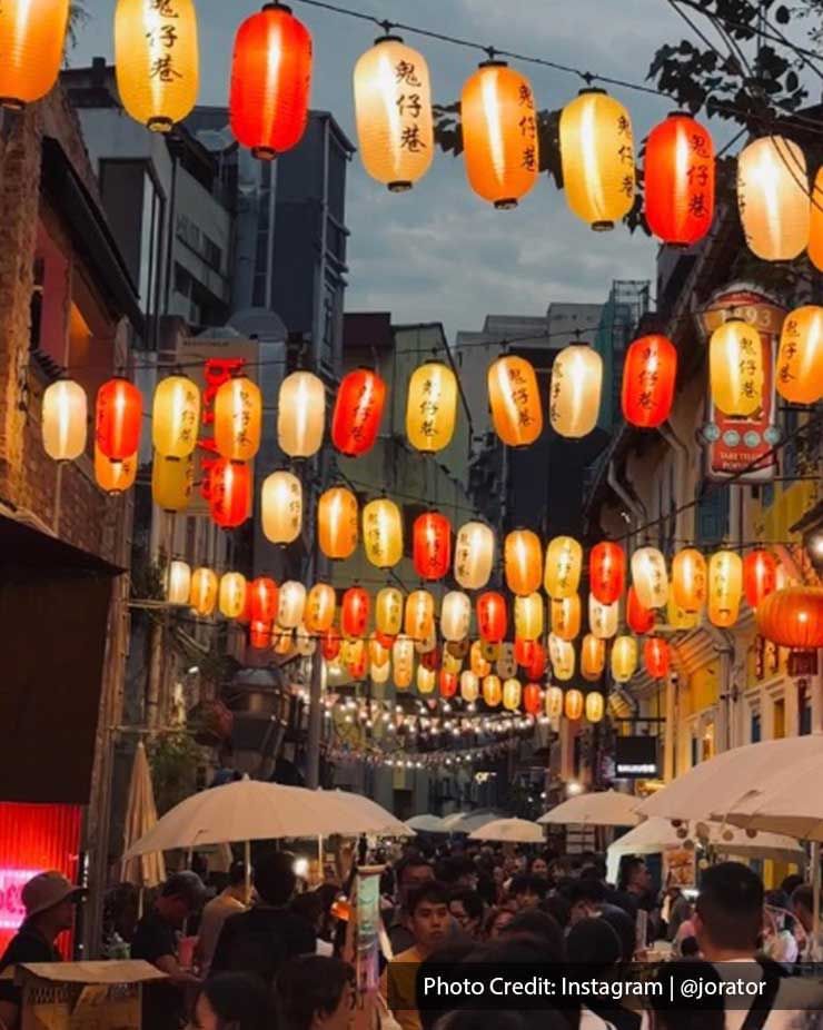 Lanterns hung on Kwai Chai Hong Street, a famous area near Imperial Lexis Kuala Lumpur