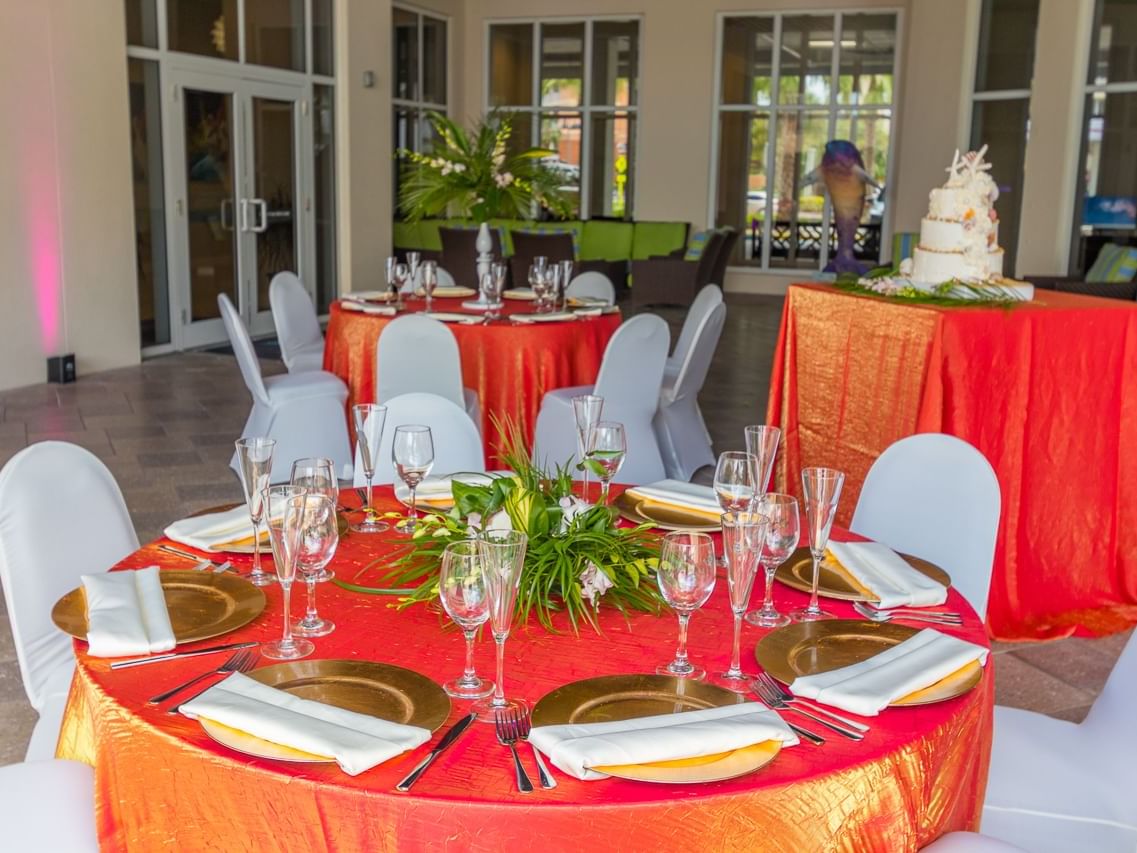 Table setup at Poolside Terrace in Shephard's Beach Resort