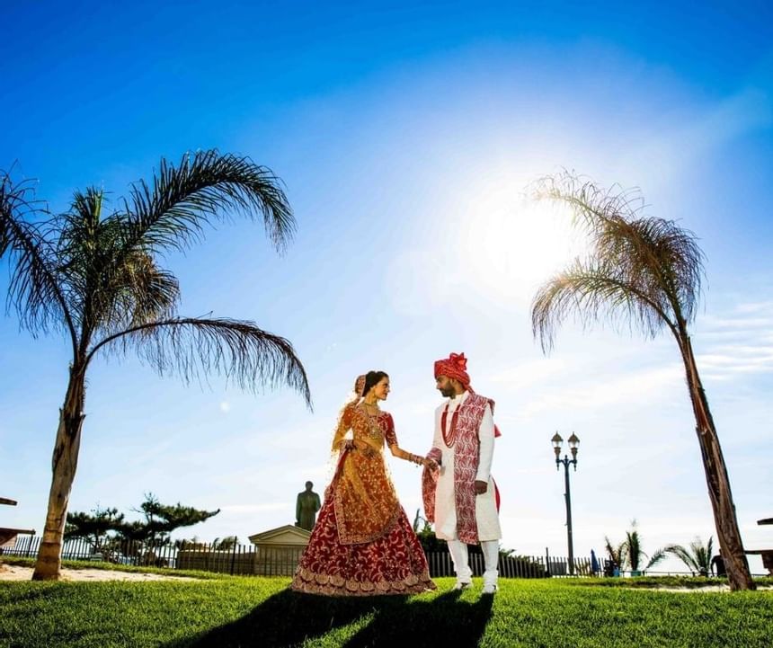 Couple with Palm trees