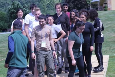 People at an outdoor retreat