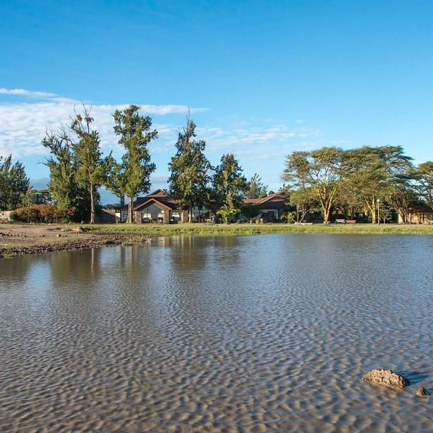 Distant Exterior view of the hotel at Sweetwaters Serena Camp