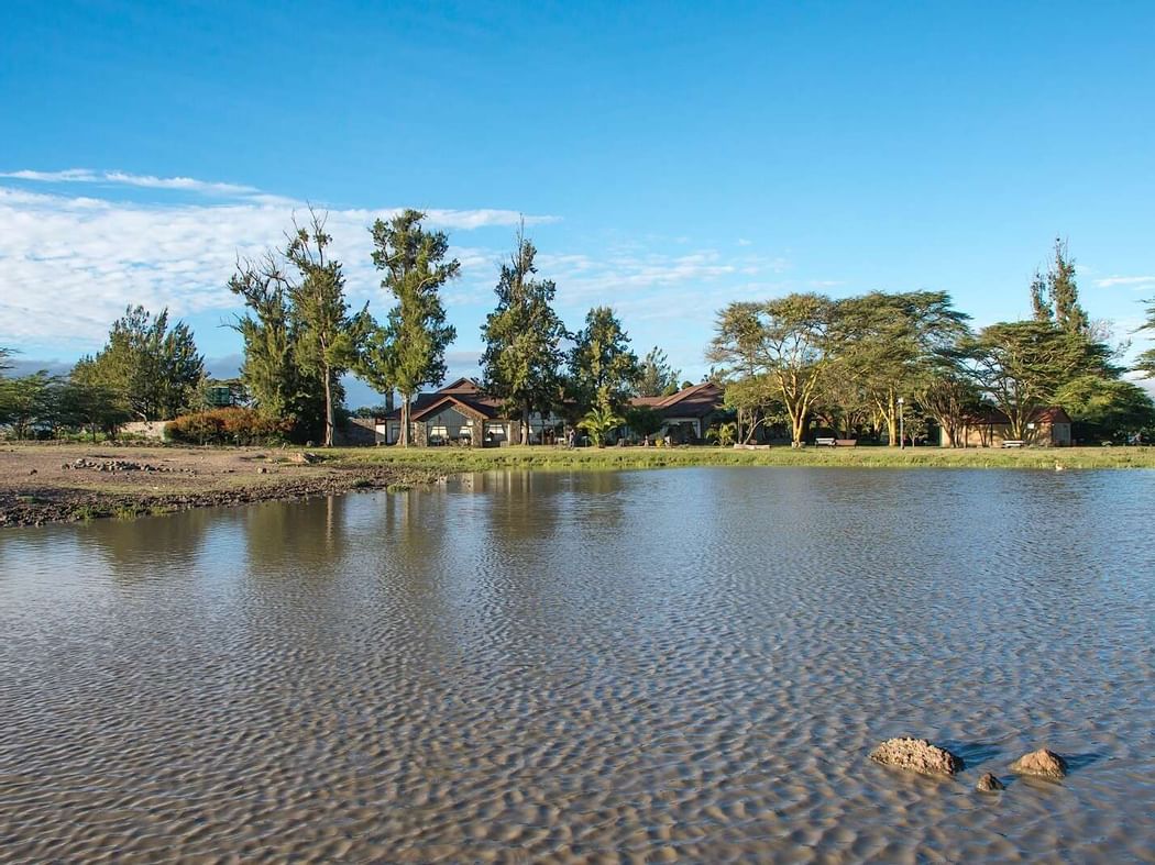 Distant Exterior view of the hotel at Sweetwaters Serena Camp