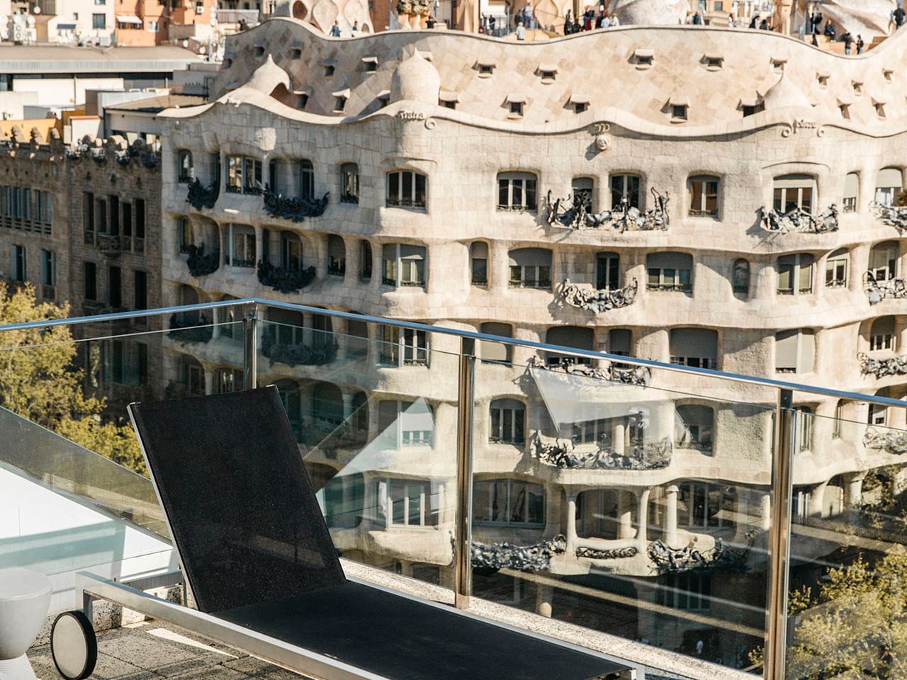 Lounges in the bedroom terrace at Barcelona Suite avenue