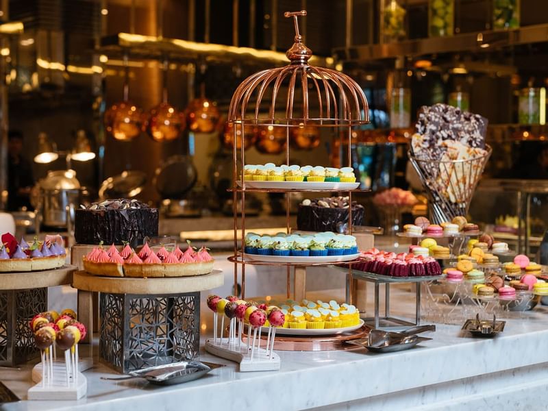 Sweets table in an Epicurean restaurant at Crown Towers Sydney