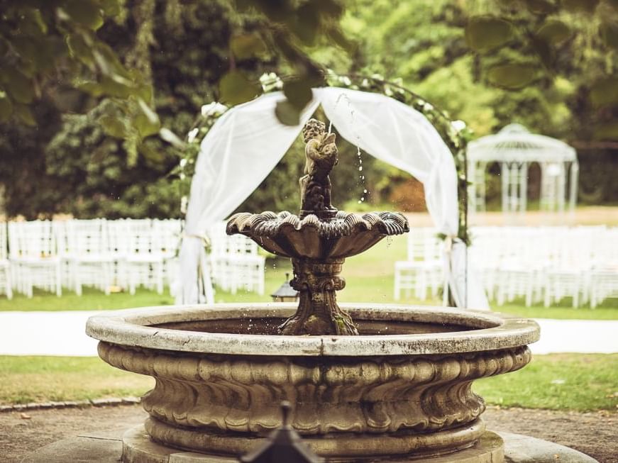 Hotel Garden Fountain at Patrick Hellman Schlosshotel