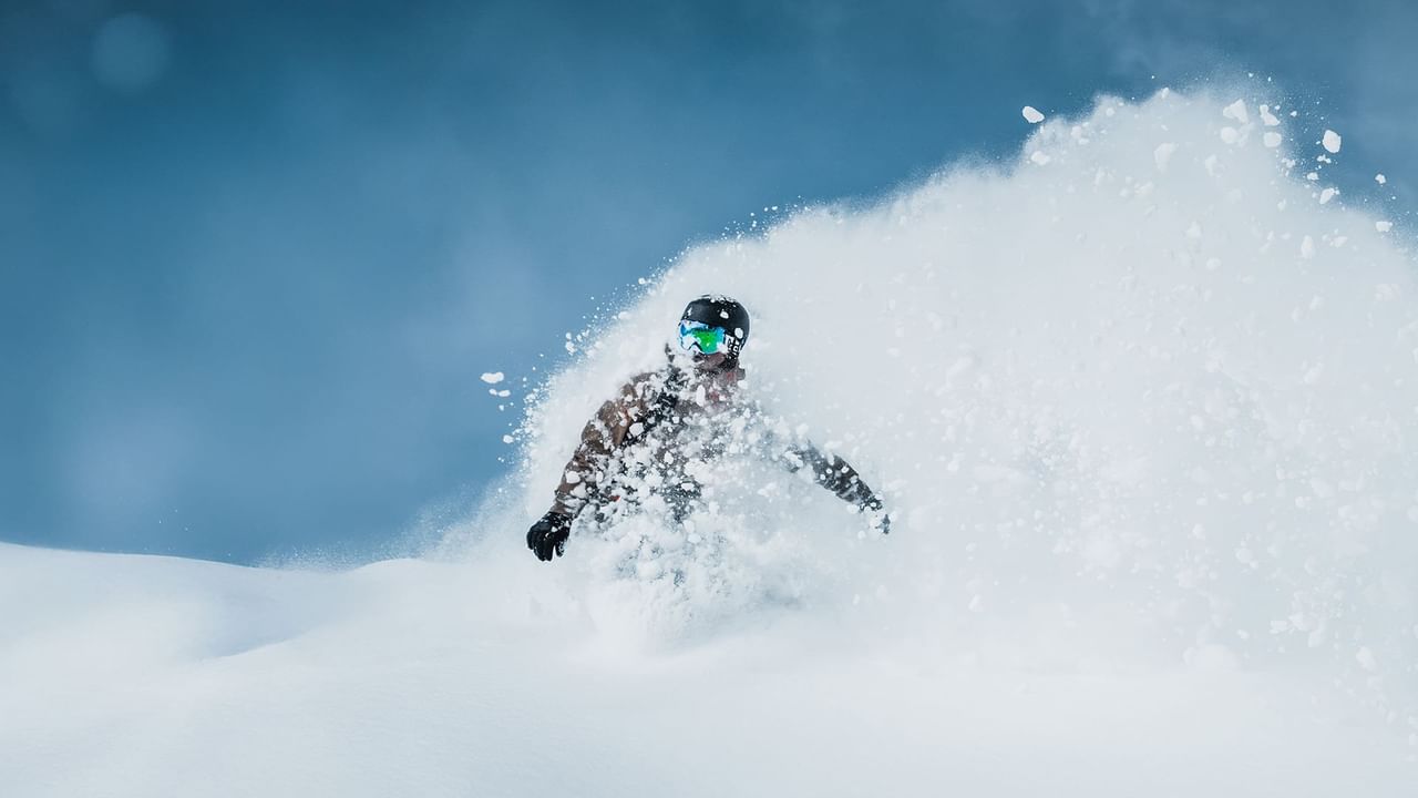 An athlete skiing