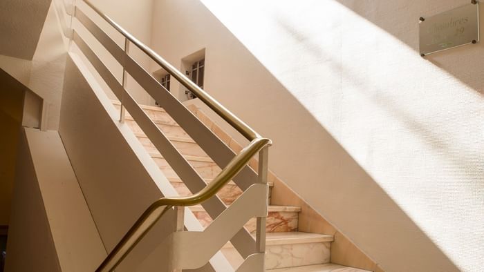 Stairs with handrails at Hotel du Pont Roupt