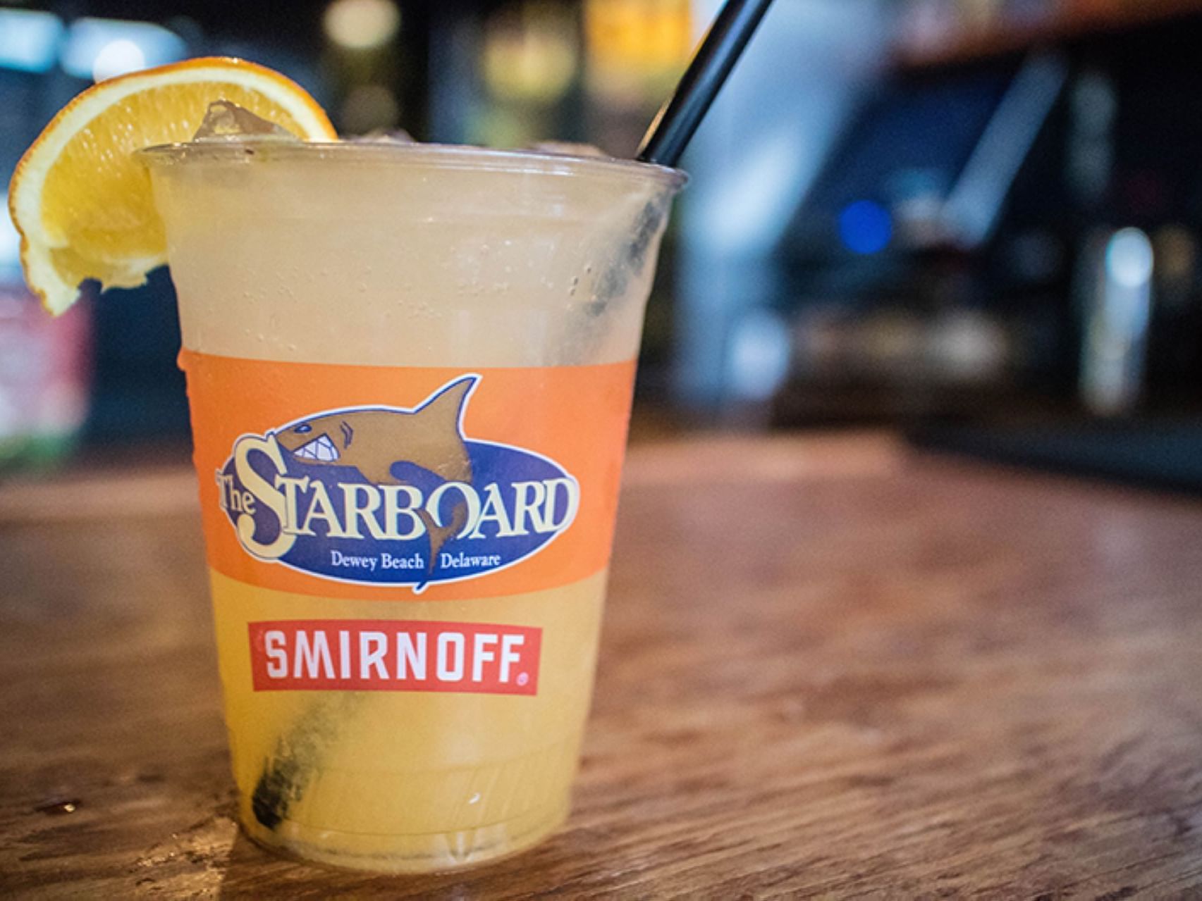 Close-up of a soft drink glass served at Block Party Hotels