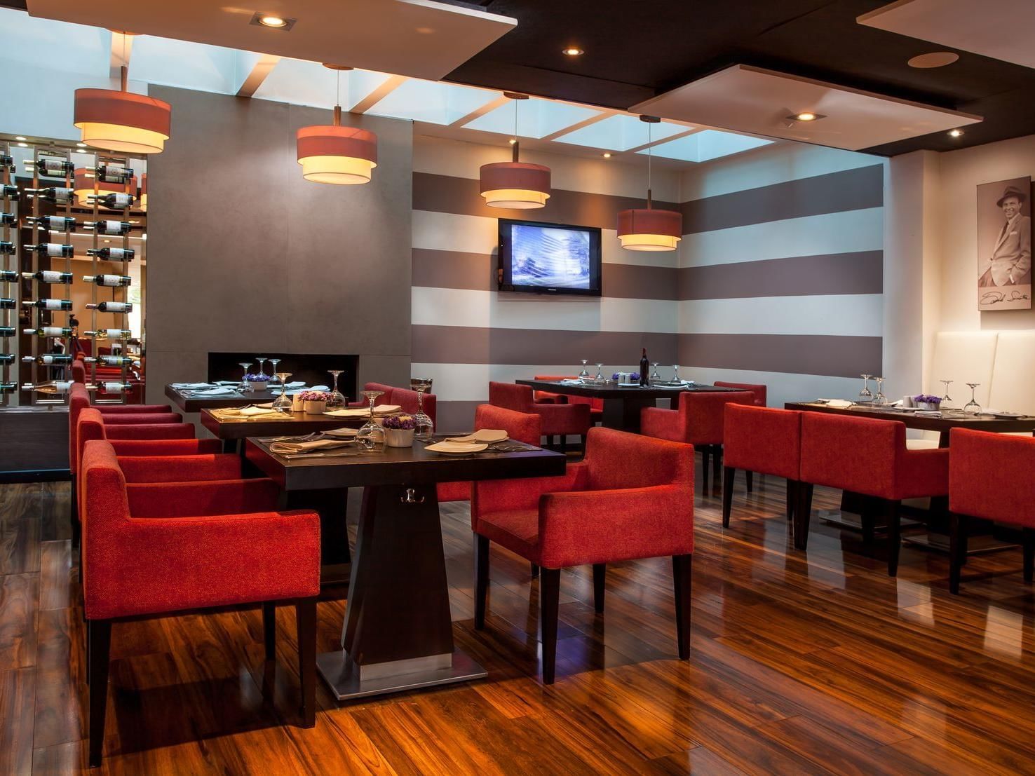 Interior of a dining area in a Restaurant at Blue Doors Hotels