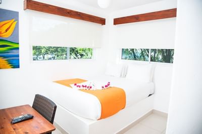 Interior view of Premium Room with queen bed at Cha Cha Hotel