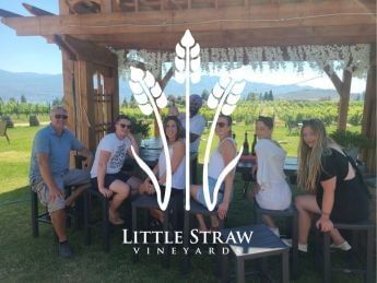 Group of people enjoying at Little Straw Vineyards.