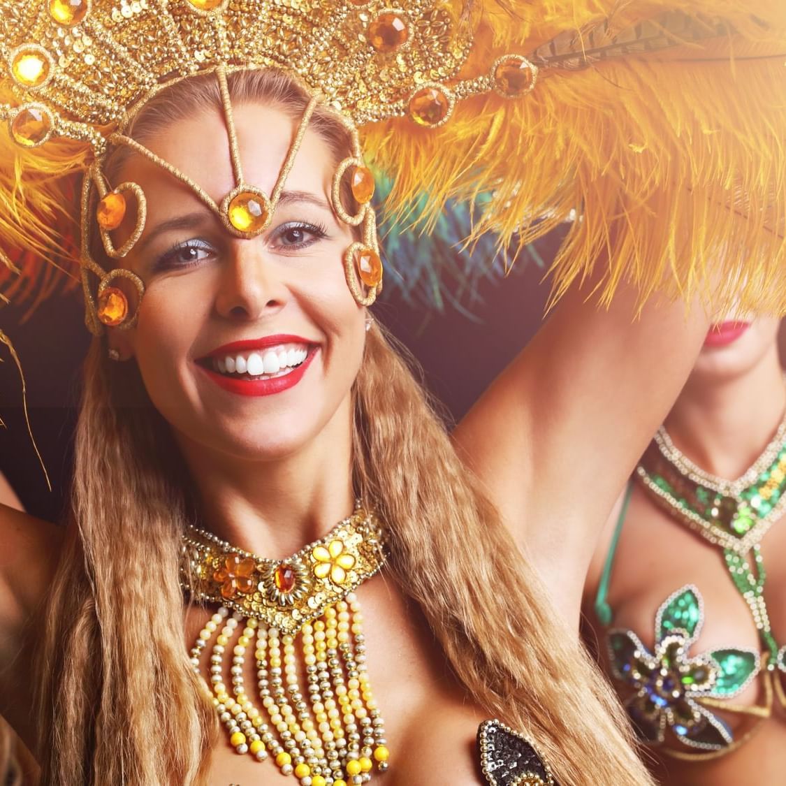 Portrait of two Carnival Divas in a Brazilian Carnival near Jamaica Pegasus Hotel