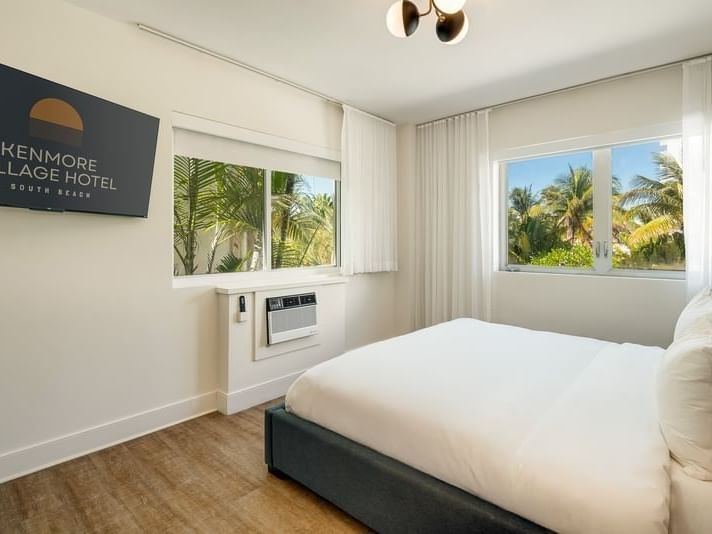 Premium One Bedroom Suite King with palm tree views at Kenmore Village Hotel, among the best South Beach hotels