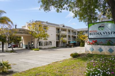 Exterior of Hotel Buena Vista San Luis Obispo with car park