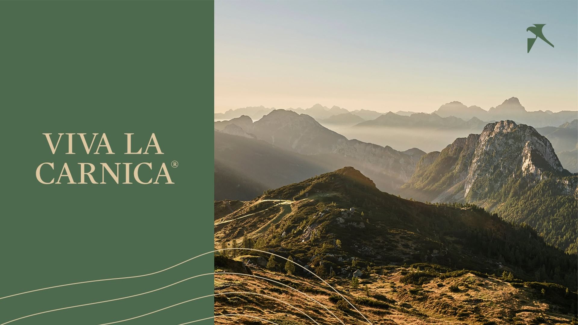 Panorama Berglandschaft mit dem Slogan Viva La Carnica bei Falkensteiner Hotel & Spa Carinzia