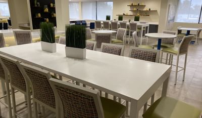 Table set-up in a lounge area at St. Louis Airport Hotel