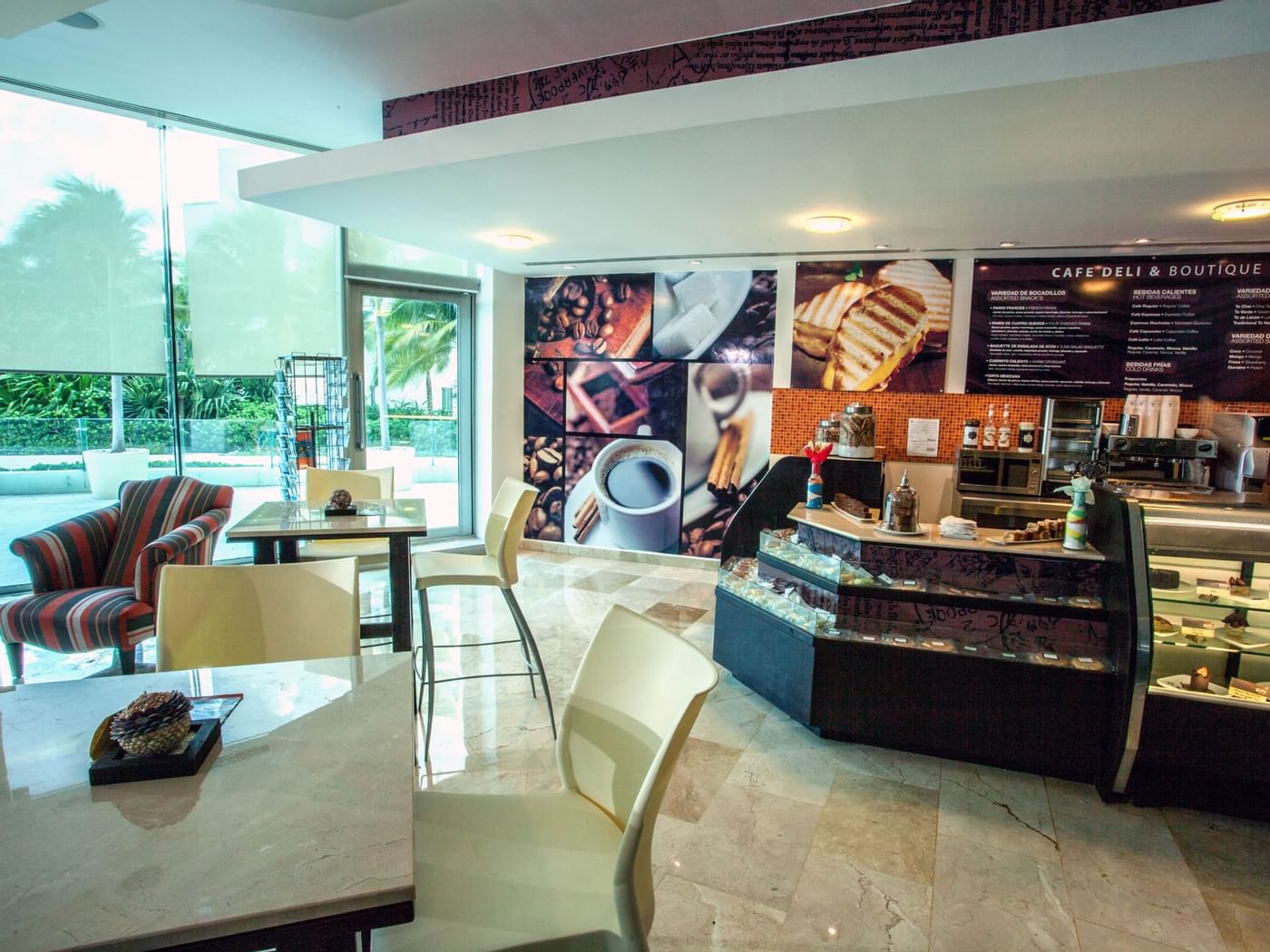 Café Deli Boutique dining area at Live Aqua Beach Resort Cancun