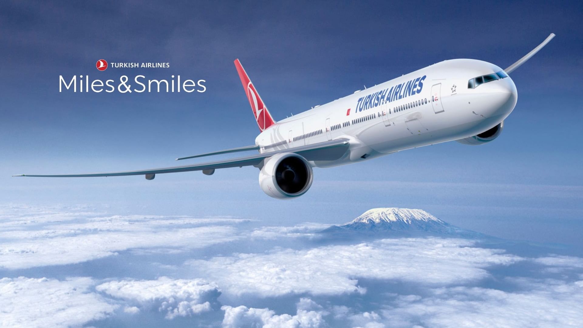 Turkish Airlines jet flying above clouds at Titanic Hotels