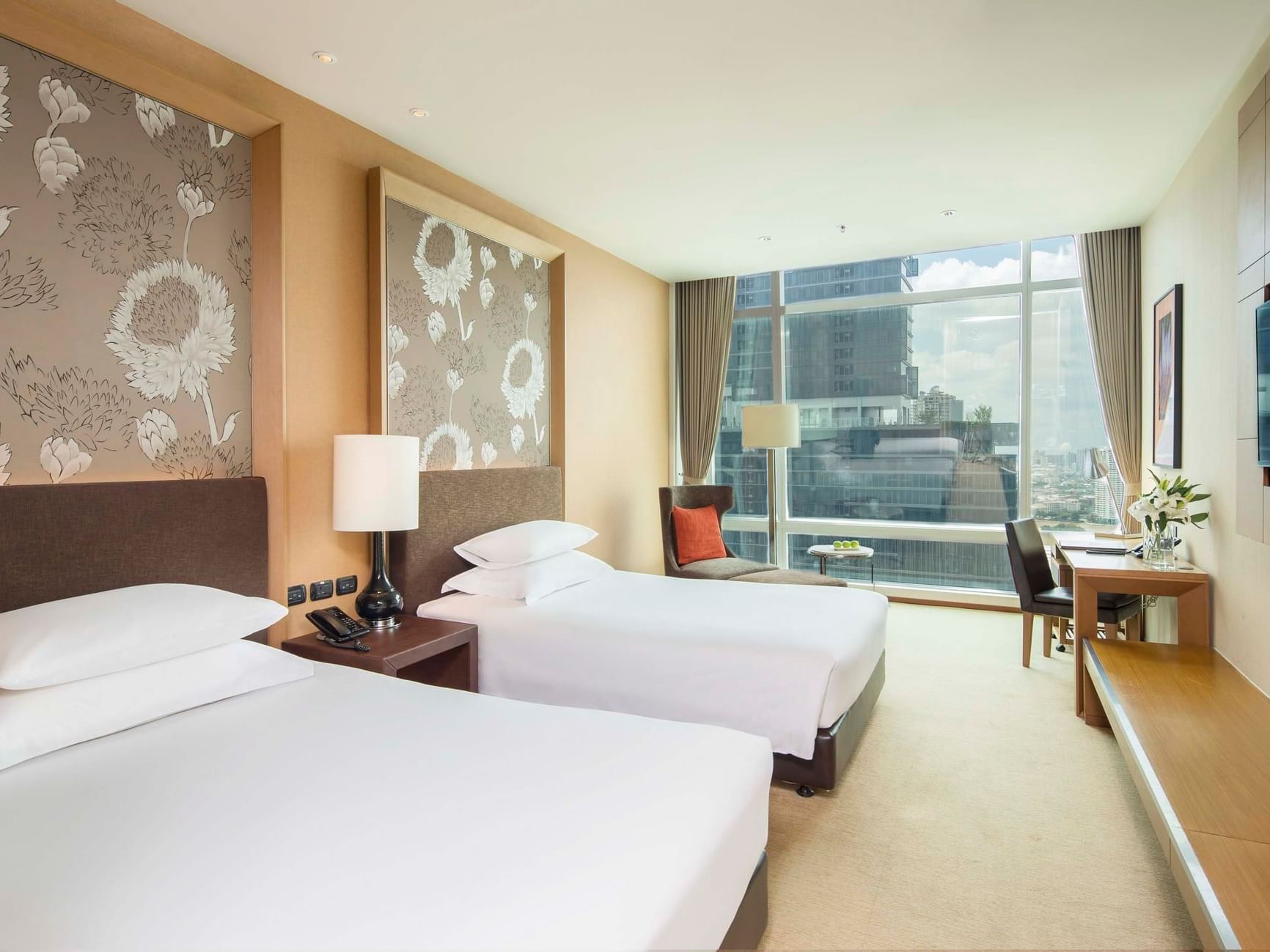 Two beds & furniture in Superior Sky Room at Eastin Hotels