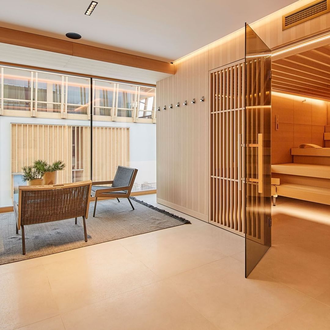 Interior of a luxury sauna at Falkensteiner Hotels