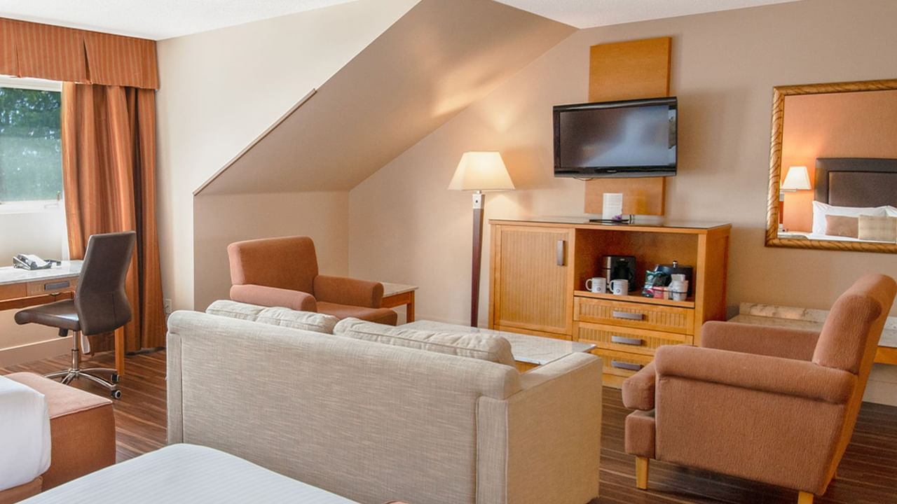 Hotel guest room with two queen beds