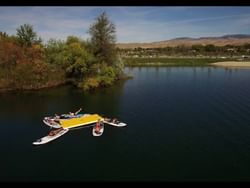 A group of people on paddle boards in Quinn's Pond near Hotel 43