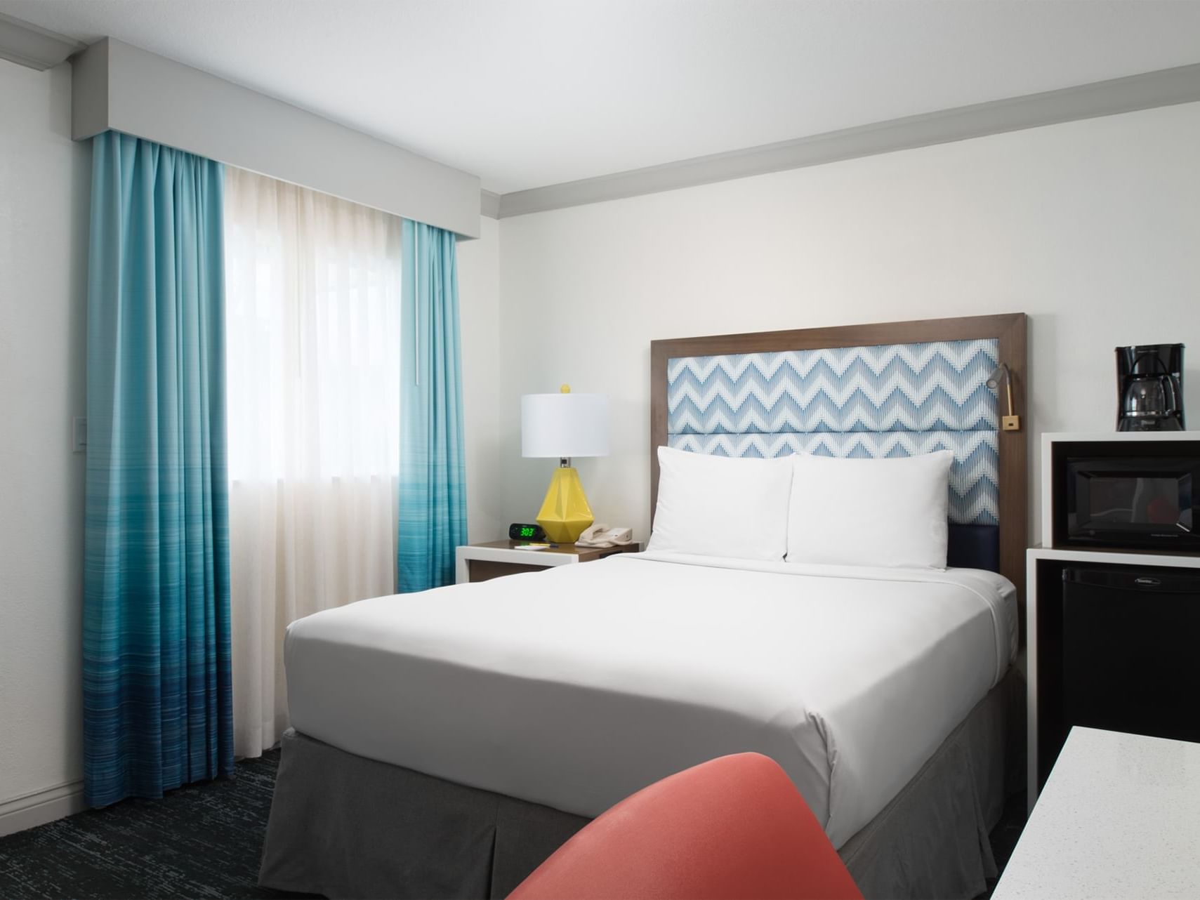 a bed in a hotel room