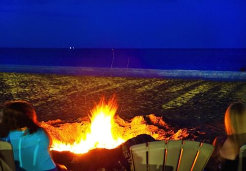 Bonfire on the Beach near Ocean Place at night