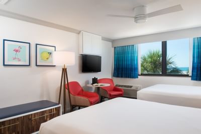 two beds in a hotel room