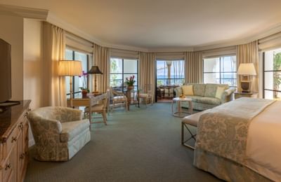 Interior of Riviera studio bedroom at Santa Barbara Inn