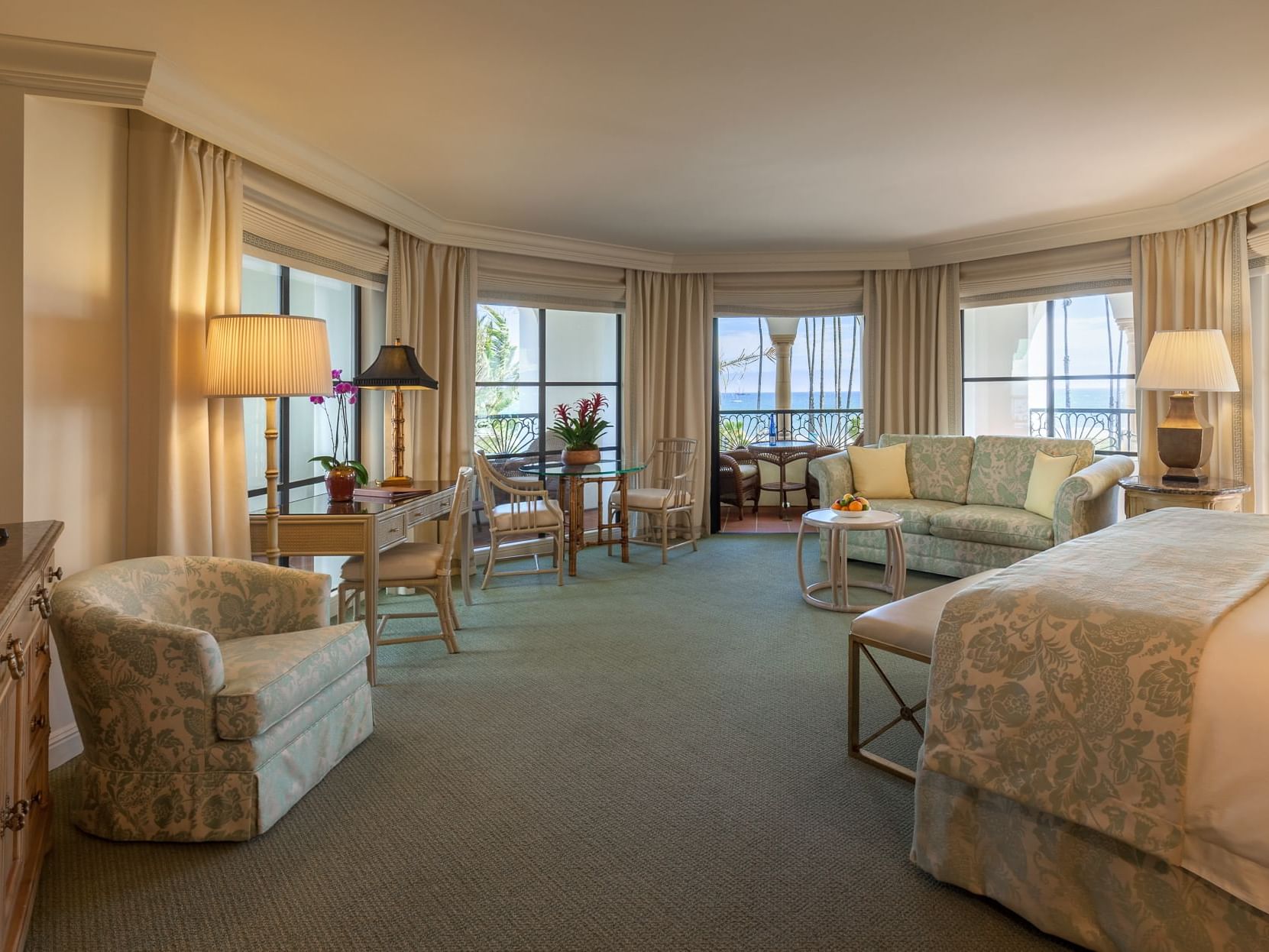 Interior of Riviera studio bedroom at Santa Barbara Inn