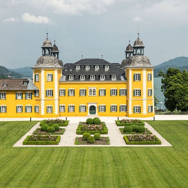 Aerial view of Schlosshotel Velden at Falkensteiner Hotels
