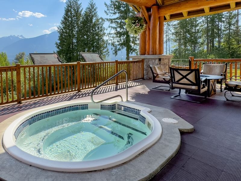 A hotel outdoor hot tub