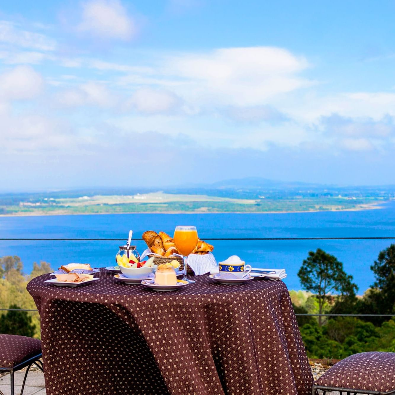Breakfast served on the terrace with beach views at Las Cumbres