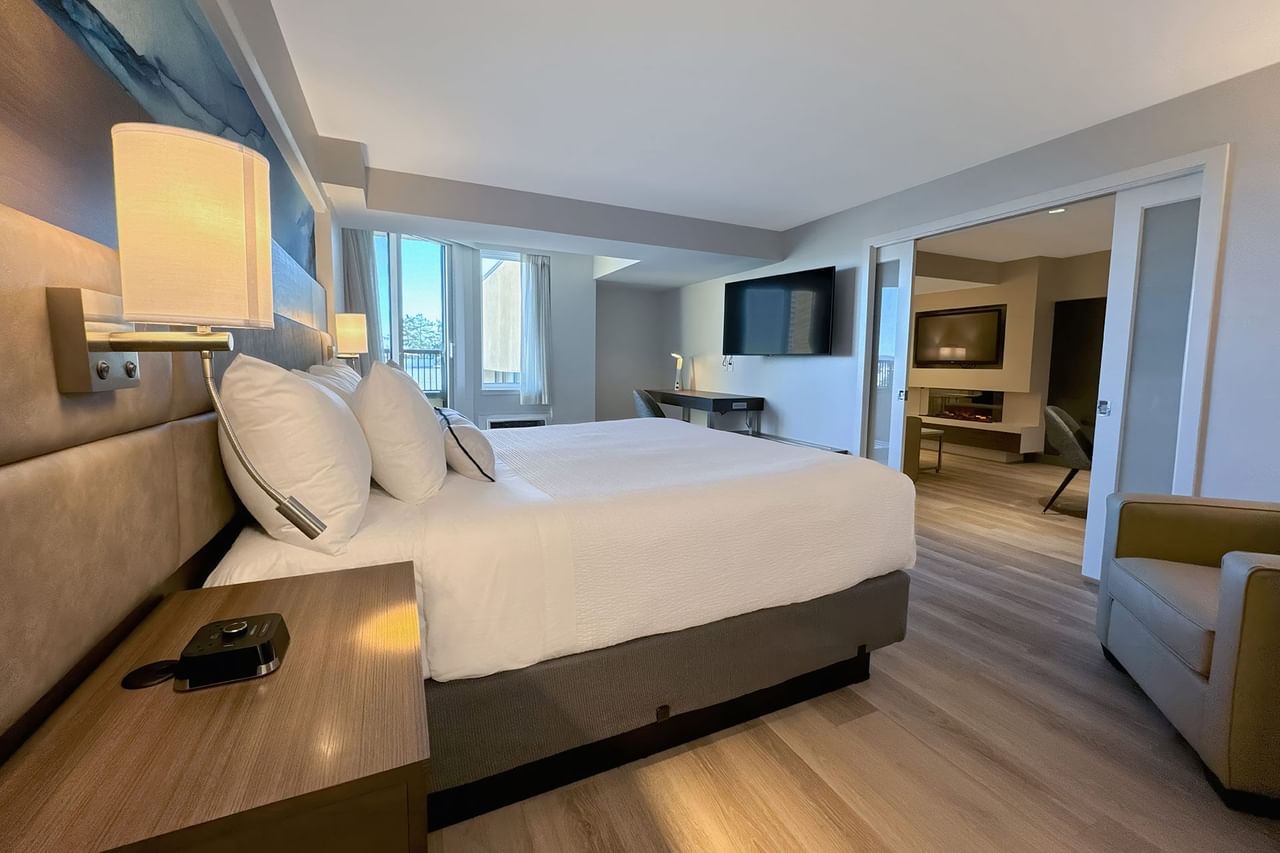 Hotel guestroom with a separate living room