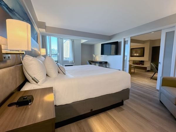 Hotel guestroom with a separate living room