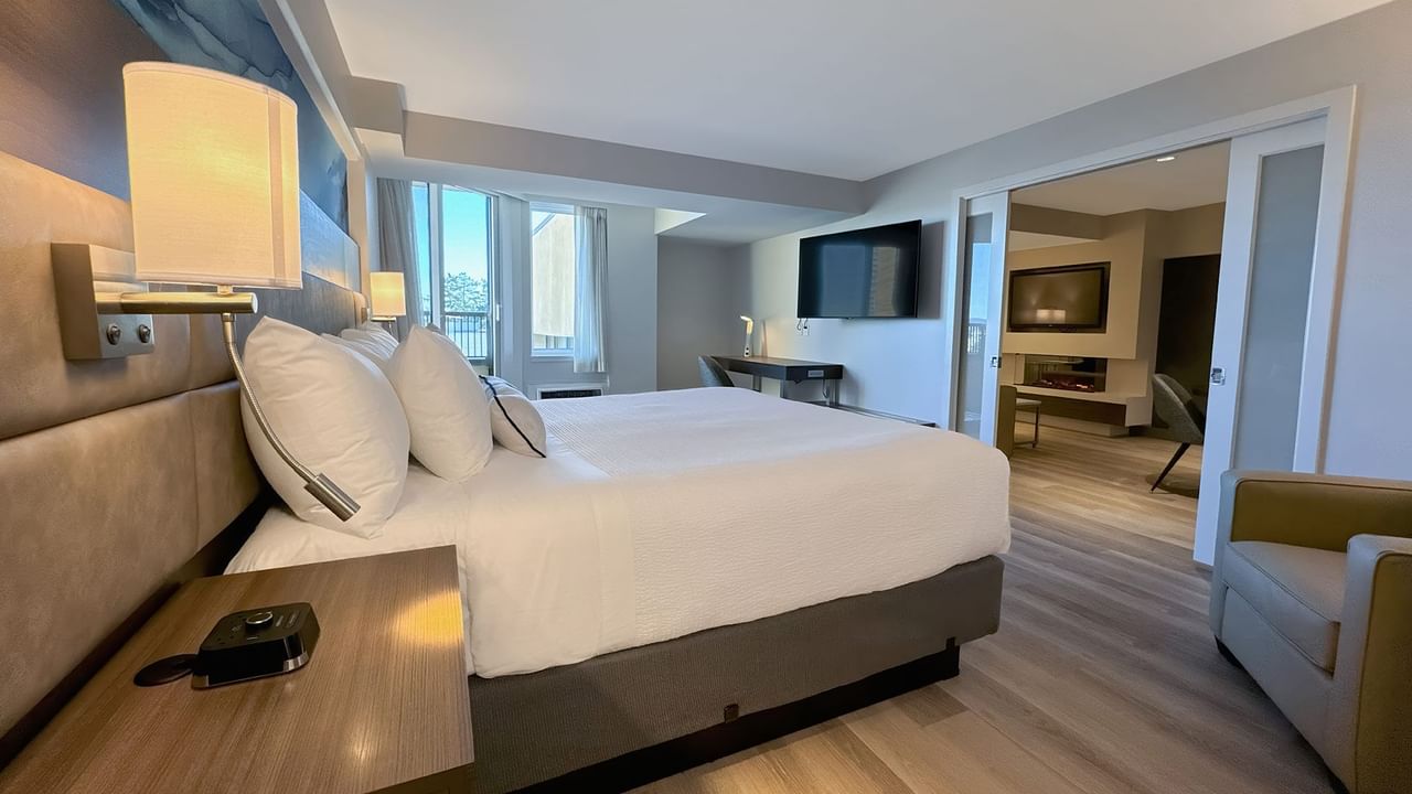 Hotel guestroom with a separate living room