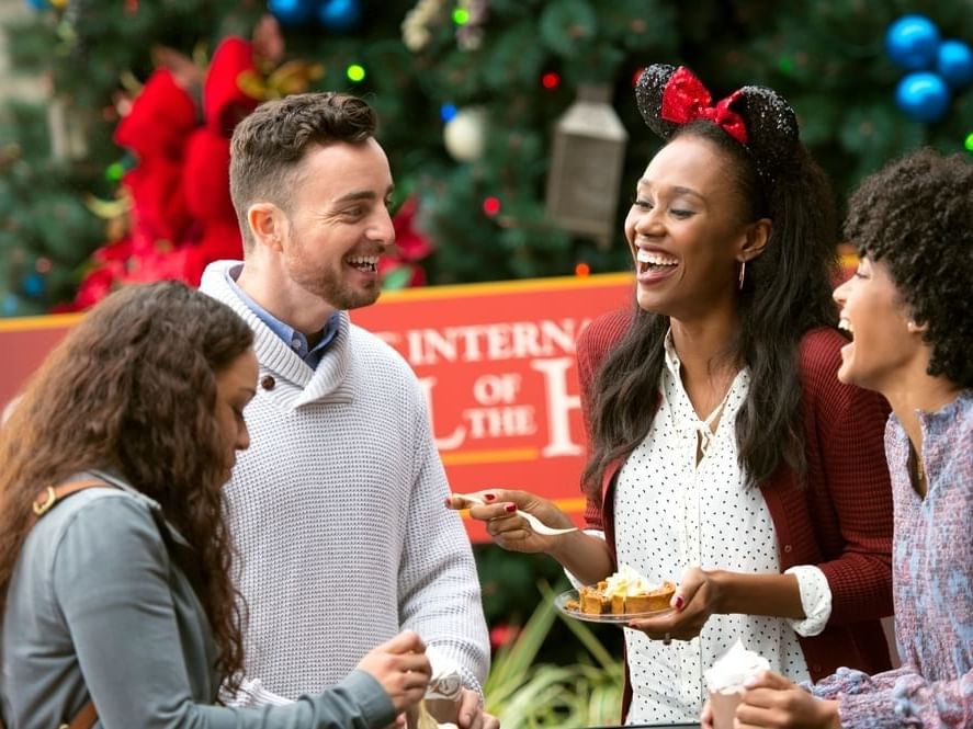 friends at disneyworld during Christmas