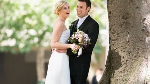 Bride and groom doing a shoot at Pullman Sydney Hyde Park